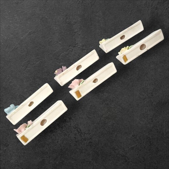 Vintage Ardalt Japan Porcelain Floral Place Card Holders Set of 6 Pink Blue Tea - Picture 3 of 14